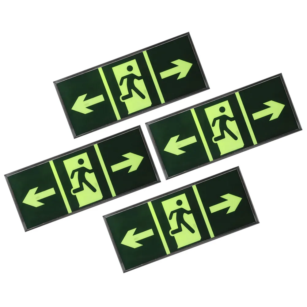 

4Pcs Safety Exit Sign Self Luminous Glow in Evacuation Indicator Indoor Outdoor Emergency Exit Stickers
