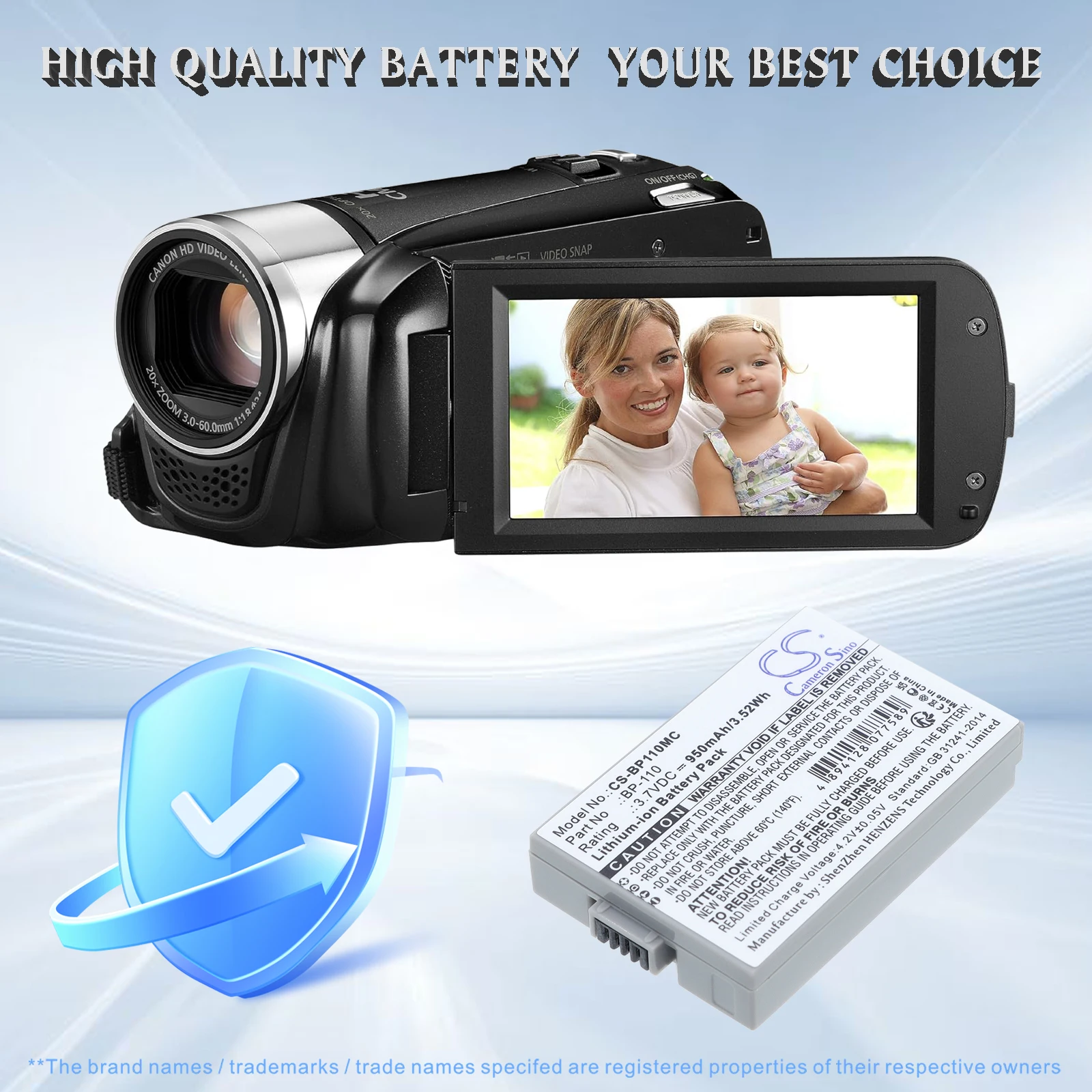 CameronSino Battery for Canon Legria HF R26 R28 R206 R205 R26 R27 Vixia HF R20 R21 R200 R26 R28 fits Canon BP-110 camera battery