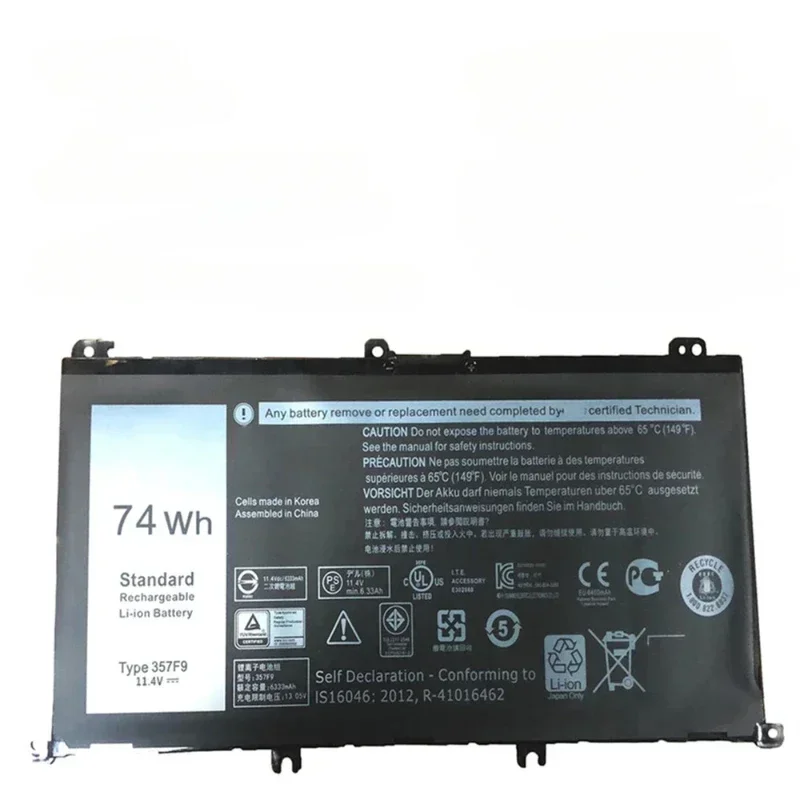 11.4V 74WH 357F9 Laptop Battery For Dell Inspiron 15 7559 7000 7557 7567 7566 5576 5577 P57F P65F INS15PD-1548B Battery 357F9