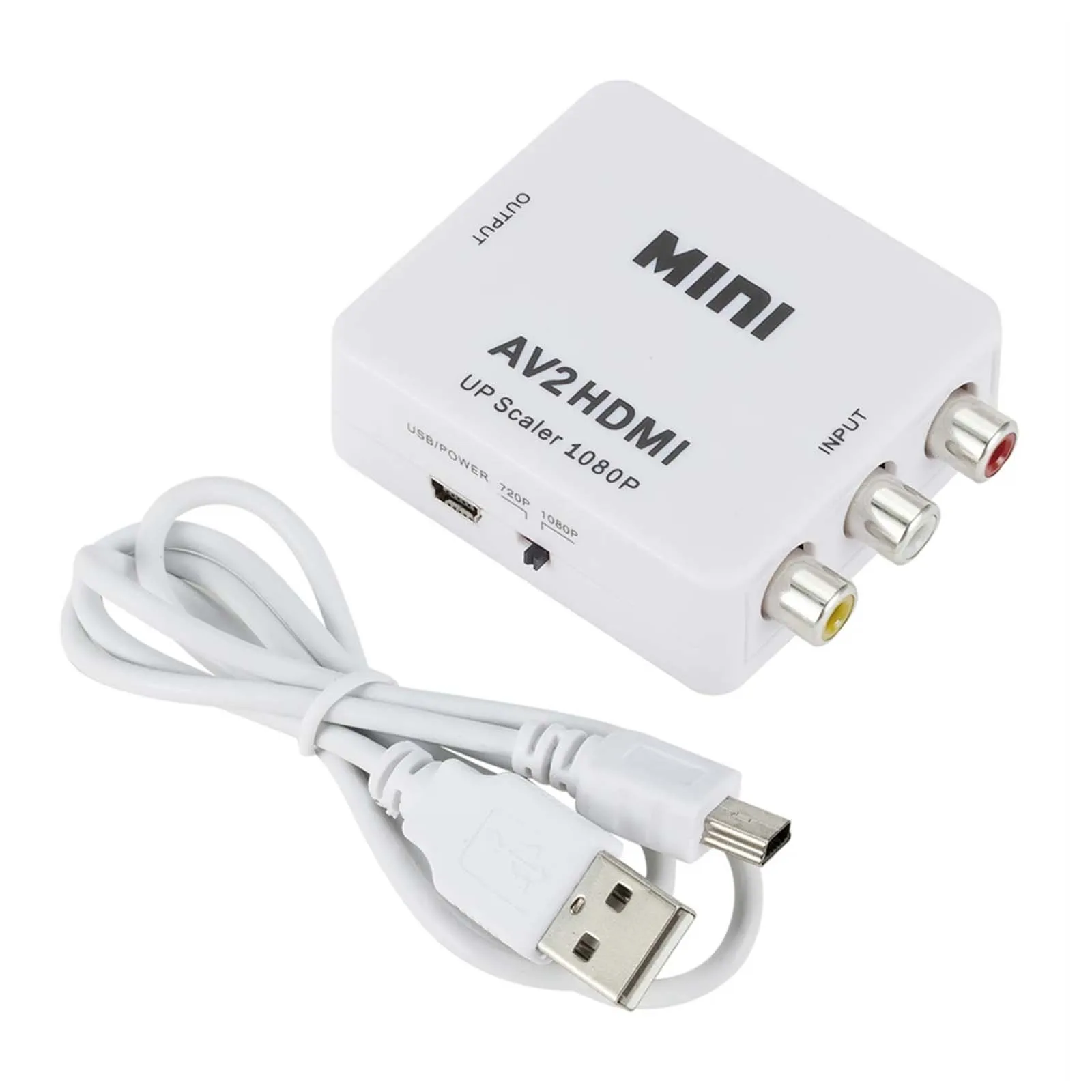 

AV to HDMI Converter, RCA to HD AV to HDMI Connector Analogue Video Signal to HDMI Adapter HD Video Switch Box for Laptop, TV, P