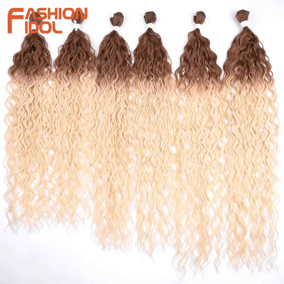 MODE IDOL 24 26 28 inch 6 Stuks Synthetische Hair Extensions Water Wave Haarbundels Ombre Blond Nep Haar Hoge temperatuur Vezel