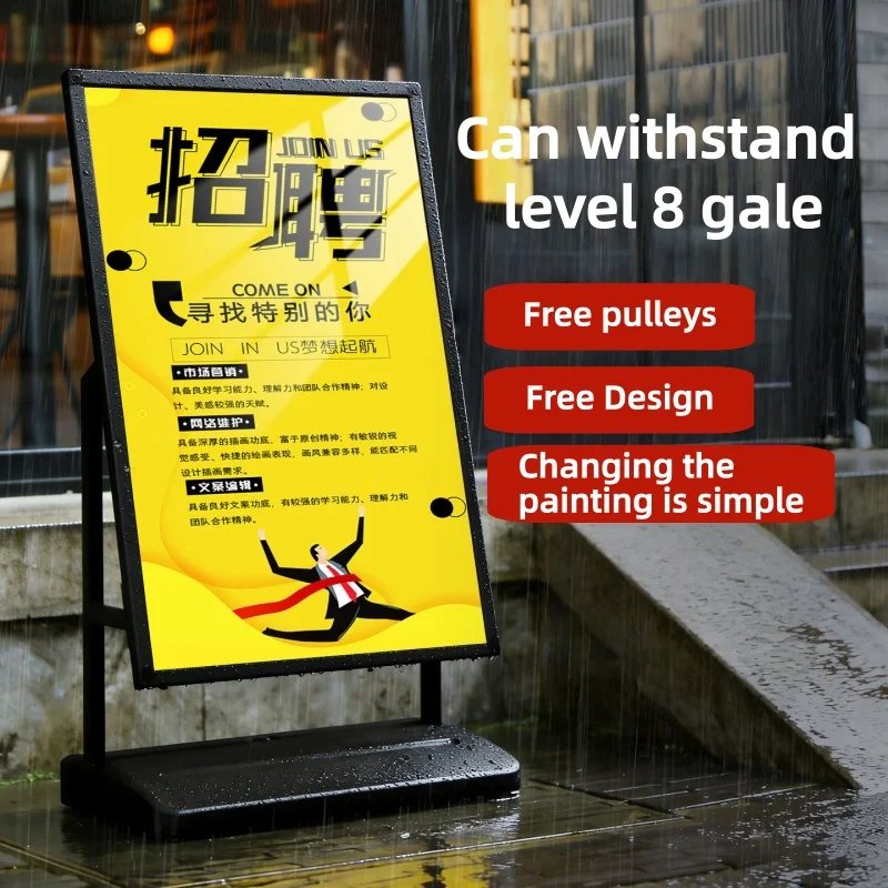 

Floor Standing Display Stand, Outdoor Poster Brochure Magazine Rack Windproof Waterproof for Storefront