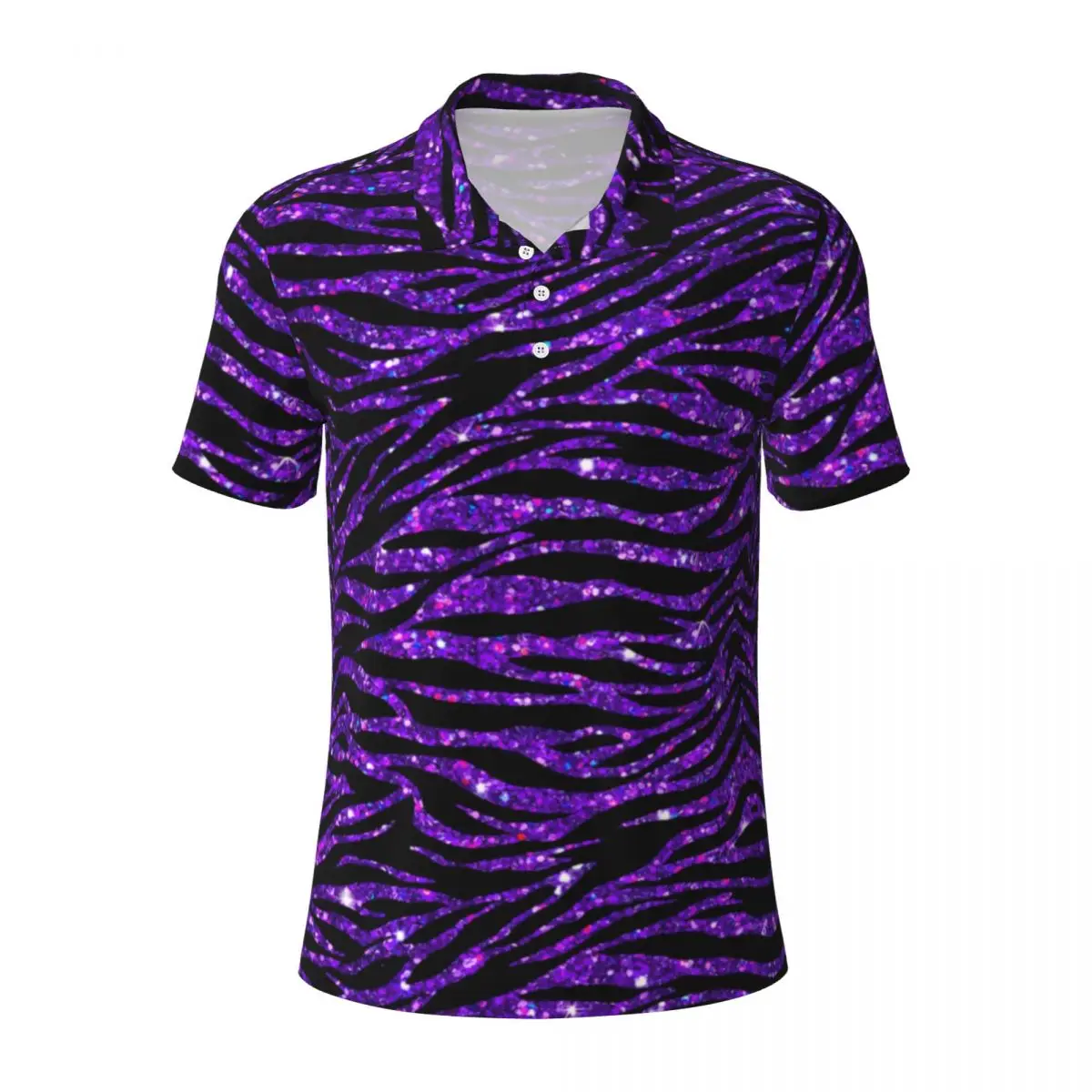 Animal Stripes Casual Polo Shirts Modern Glitter Print T-Shirts Short Sleeve Graphic Shirt Day Novelty Oversized Clothing Gift