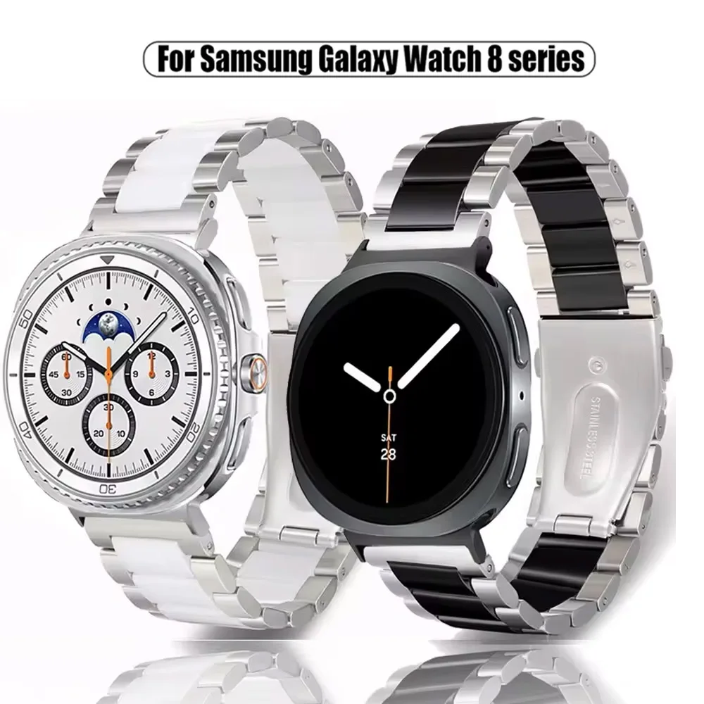 

Керамический + металлический ремешок для Samsung Galaxy Watch Ultra 2025 47 мм, ремешок Comofrtable для Samsung Galaxy Watch 8, 40 мм, 44 мм, классический, 46 мм