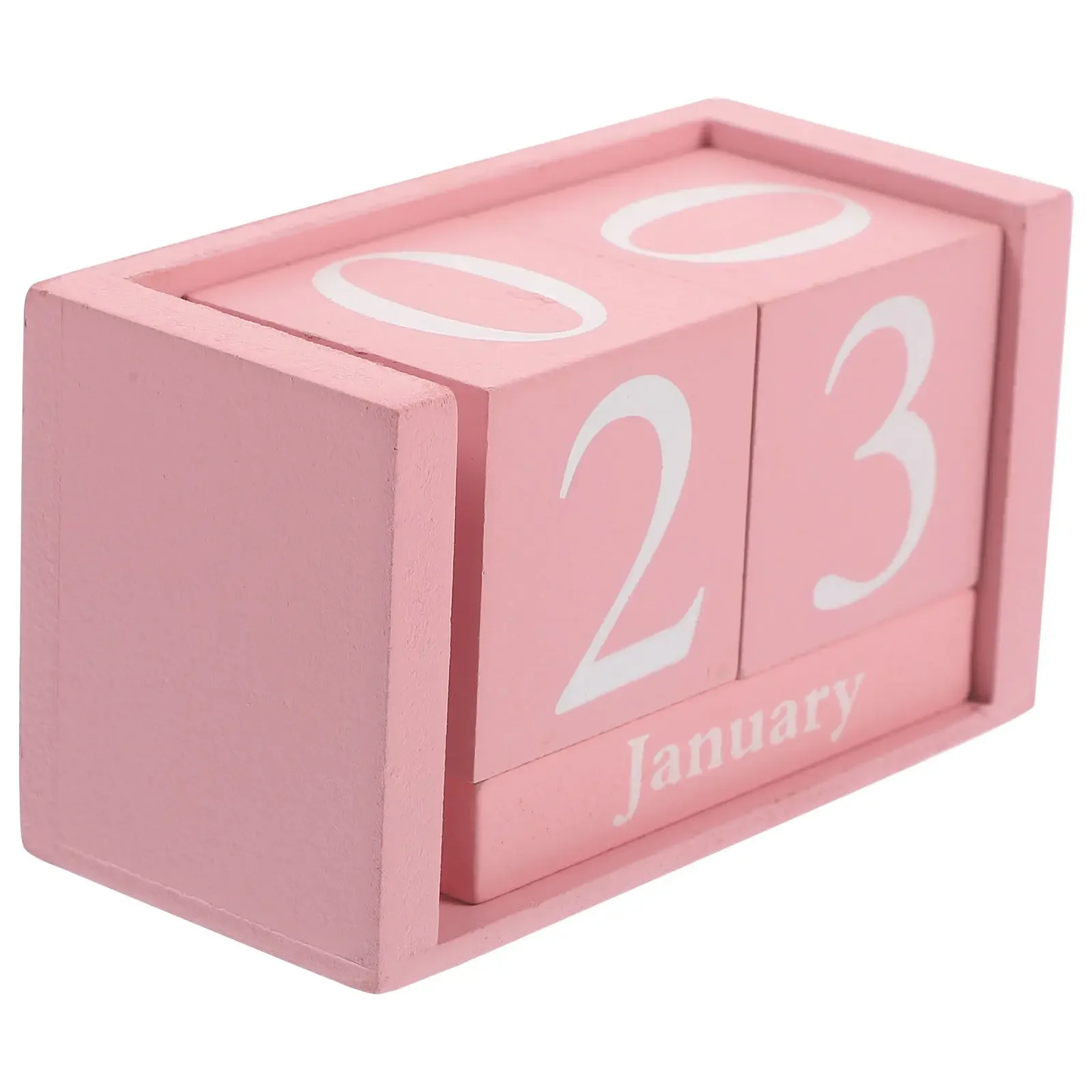 

Wooden Perpetual Calendar with Pink Blocks Dark Finish for Home Office Manual Date Change Desk Decoration Perpetual Calendar