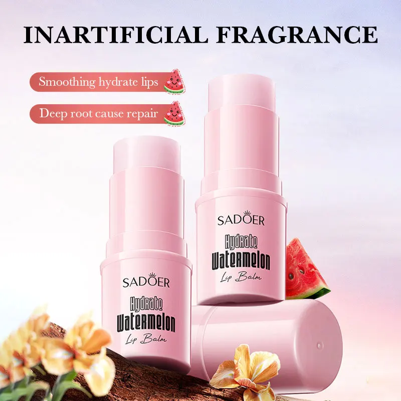 SADOER Niacinamide Hydrating and Nourishing Watermelon Lip Balm Fade Lip Line Bright Lip Color Daily Treatment