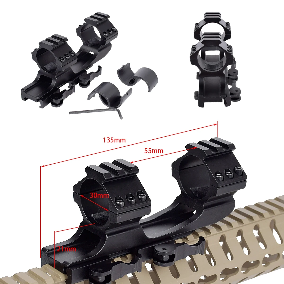 

Тактическое быстросъемное интегрированное приспособление, рама прицела QD, 1 дюйм/30 мм, двойное кольцо, охотничий аксессуар, подходит для планки Пикатинни 20 мм