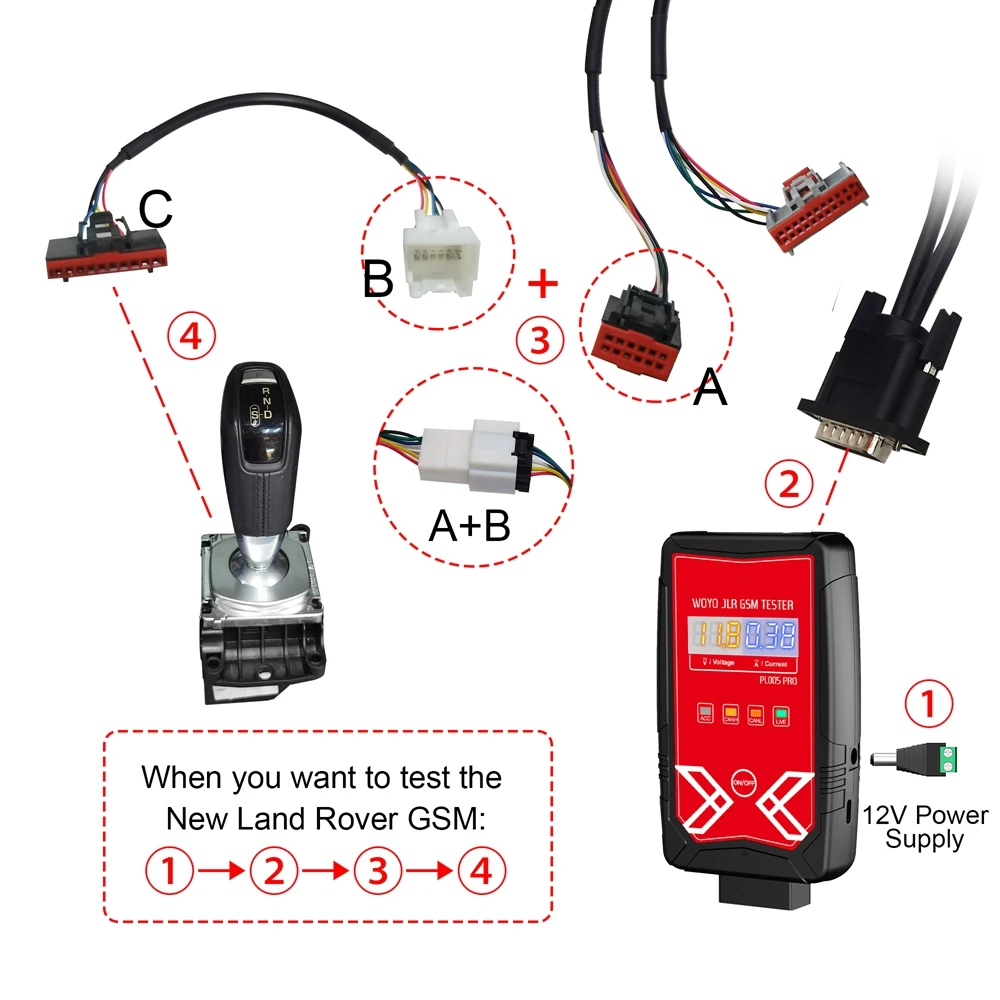 2024 WOYO PL005 PRO For Land Rover & Jaguar Transmission Gear Shift Module Tester, Connect Automotive Diagnostic Scanner