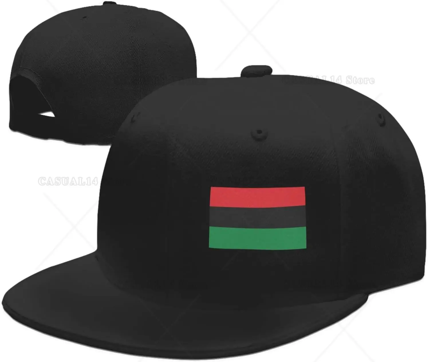 African American Flag Red Black and Green Hats for Men and Women Flat Bill Baseball Cap Adult Adjustable Trucker