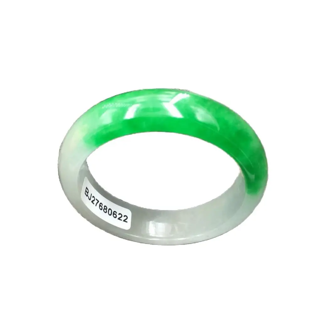 Burma Jade Bracelet Green and White Ice Bright Beautiful 56-62mm B0021