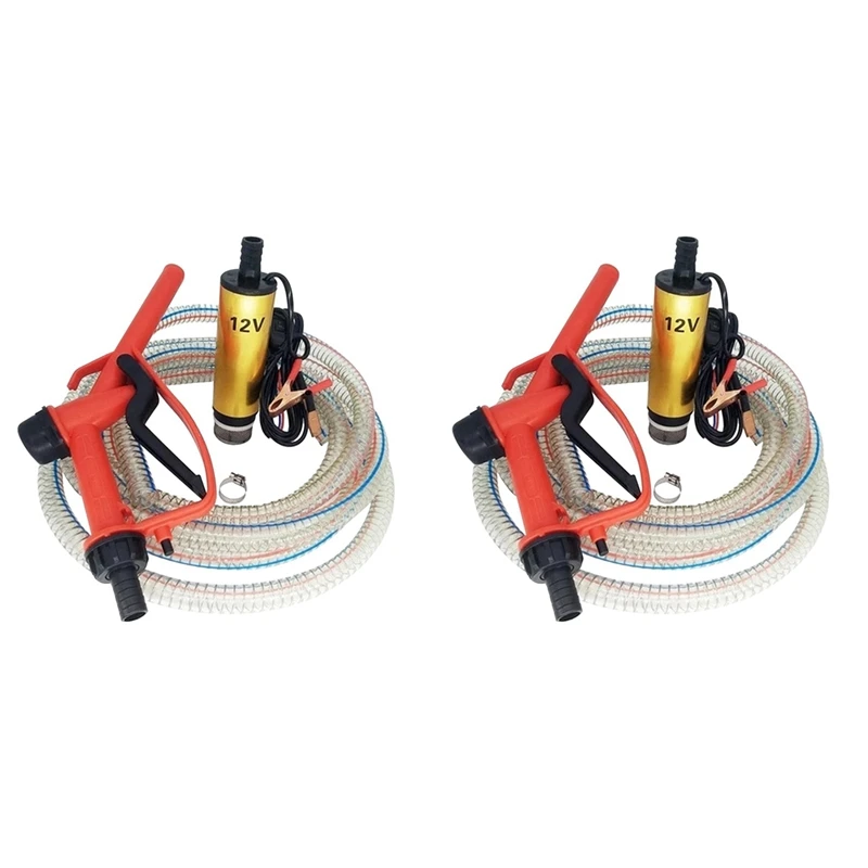 2X DC 12V Oil Pump Electric Oil Pump Refueling Nozzle Set Electric Submersible Oil Pump With 5M Pipe And 5M Cable