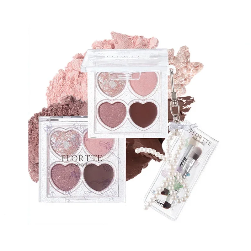 لوحة ظلال عيون متعددة الاستخدام من FLYPTE، دودة القز للنوم، مكياج كوري، سلسلة النرجس، أربعة ألوان