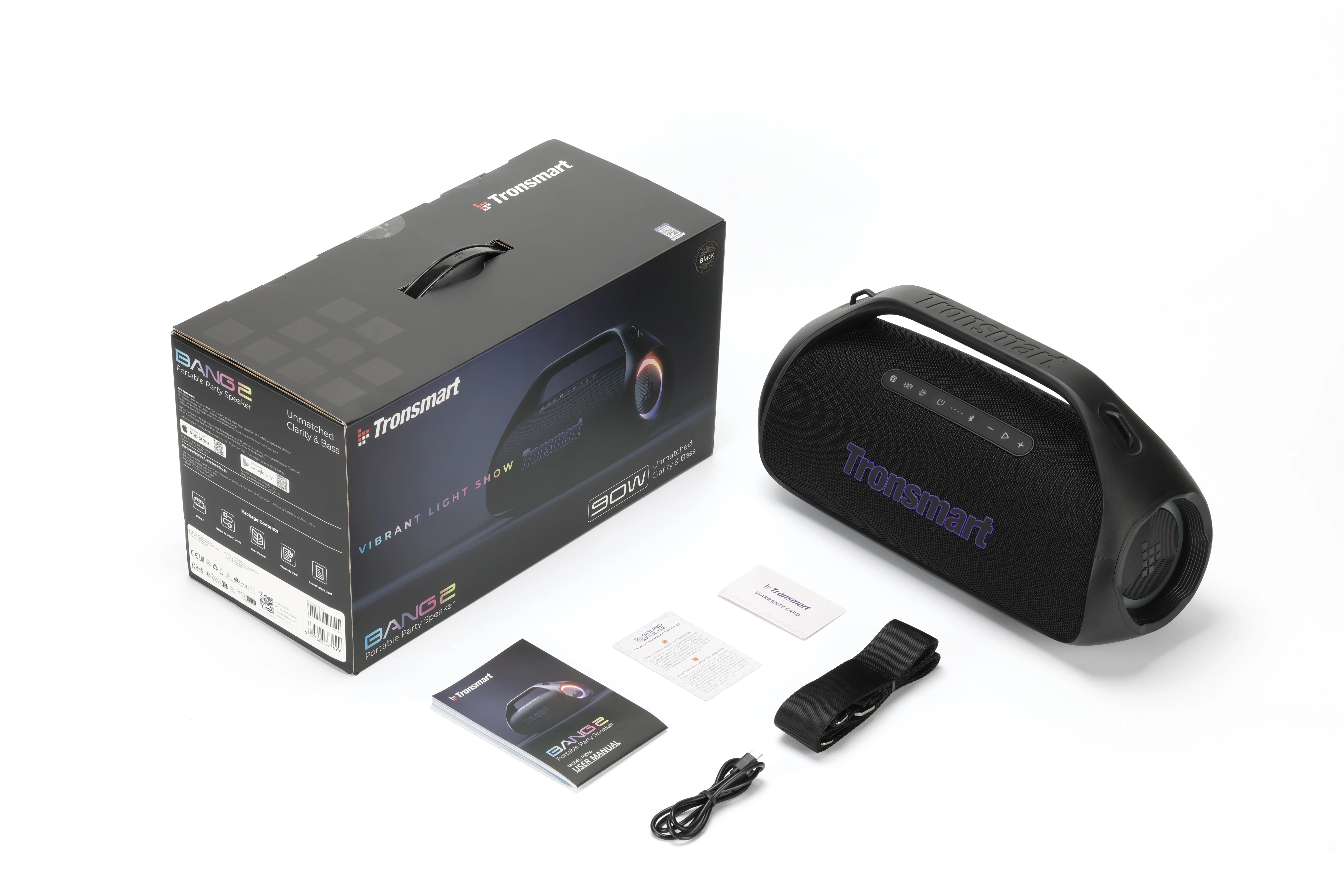 Tronsmart Bang 2 Speaker 90W Bluetooth Draagbare Party Speaker met 2.1-Kanaals Diepe Bas, 26 uur Speeltijd, Snyc 100 Speakers
