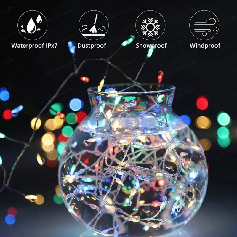6M-50M Cluster Firecracker String Lights Fairy Christmas Light Garland LED For Wedding Party New Year Christmas Tree Decor Lamps