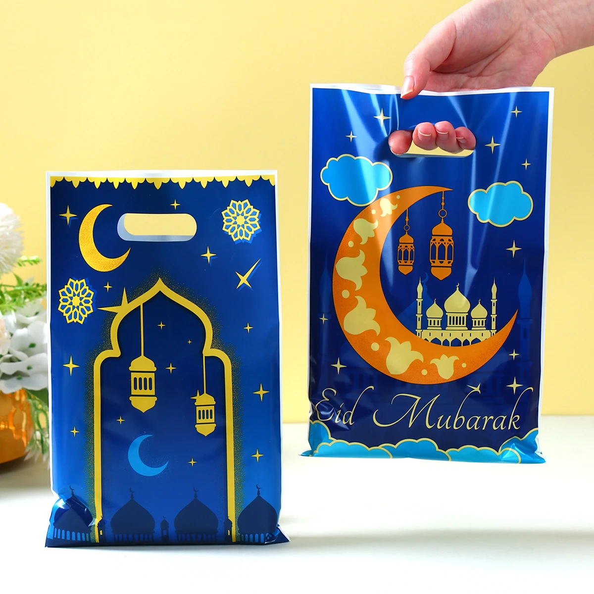 10/25/50Pcs Eid Mubarak Moon Castle Gift Bag Ramadan Kareem Decor 2025 For Home Islamic Muslim Party Supplies Star Candy Bag