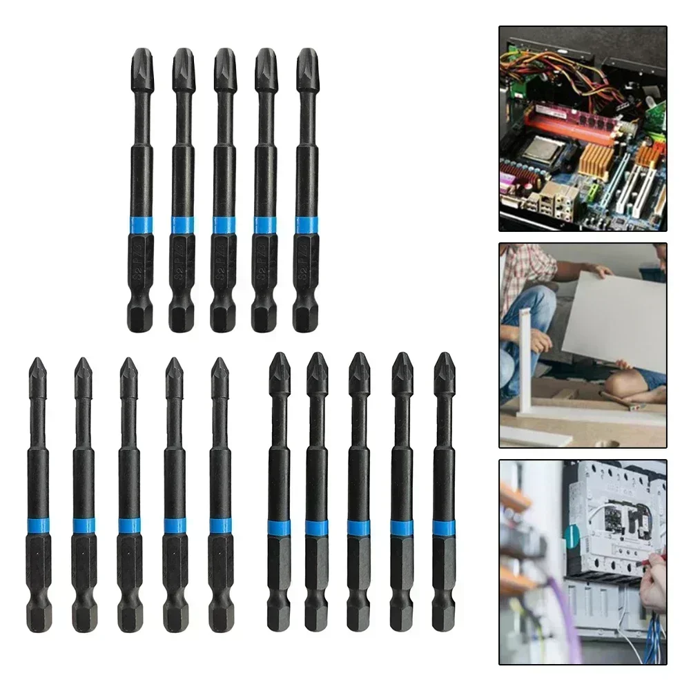 5Pcs PZ2 Impact Screwdriver Bits 75mm Pozidriv Screwdriver Set 1/4 Inch Hex Shank Magnetic PZ1 PZ2 PZ3 Driver Bit Hand Tools