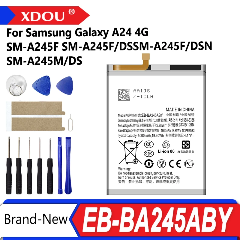 Brand New EB-BA245ABY 5000mAh Battery For Samsung Galaxy A24 4G SM-A245F SM-A245F/DSSM-A245F/DSN SM-A245M/DS+Tools