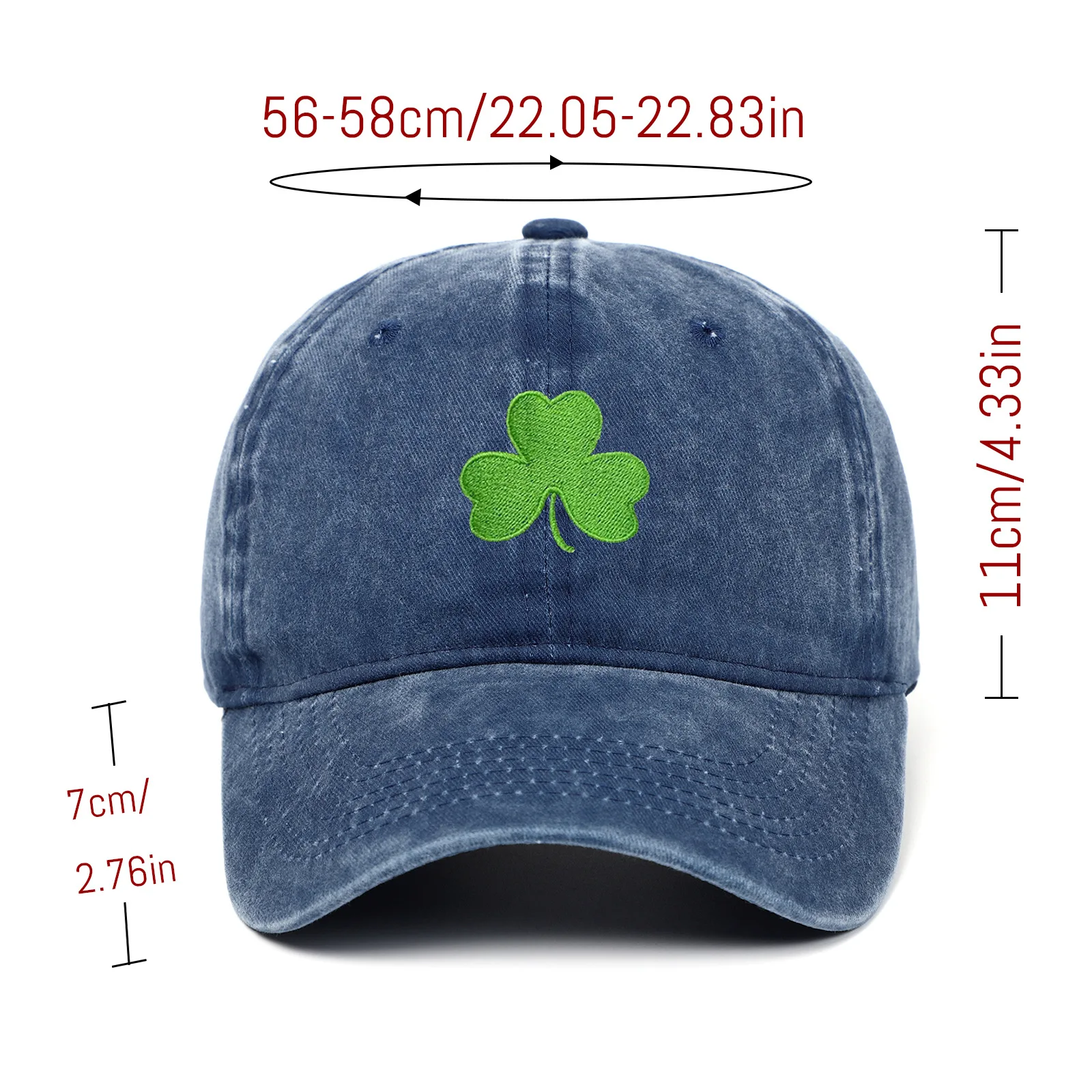 Irland Grüne Baseballkappe, Retro-Klee, bestickte Sonnenschutzhut für Männer und Frauen, trendige Paar-Entenschnabelmütze – Detail 1