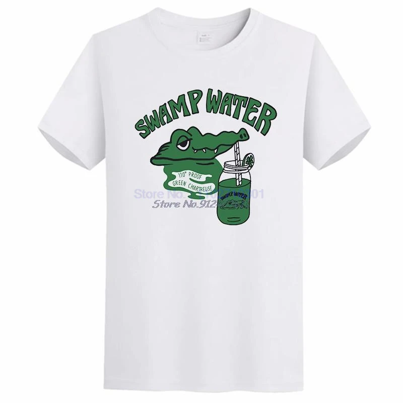 Swamp Water Alligator Cotton Short Sleeve T-Shirt Summer New Shirts And T-Shirts Tees Tops Streetwear Mens Print T Shirt