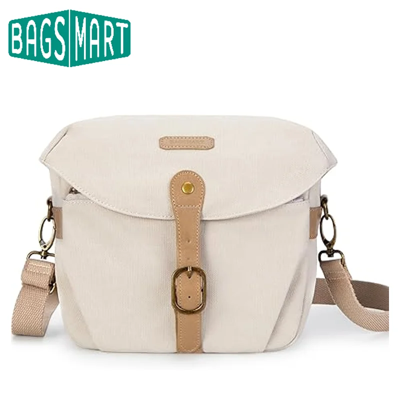 

BAGSMART Camera Bag SLR DSLR Canvas Crossbody Camera Case Compact Camera Shoulder Bag with Rain Cover for Women and Men