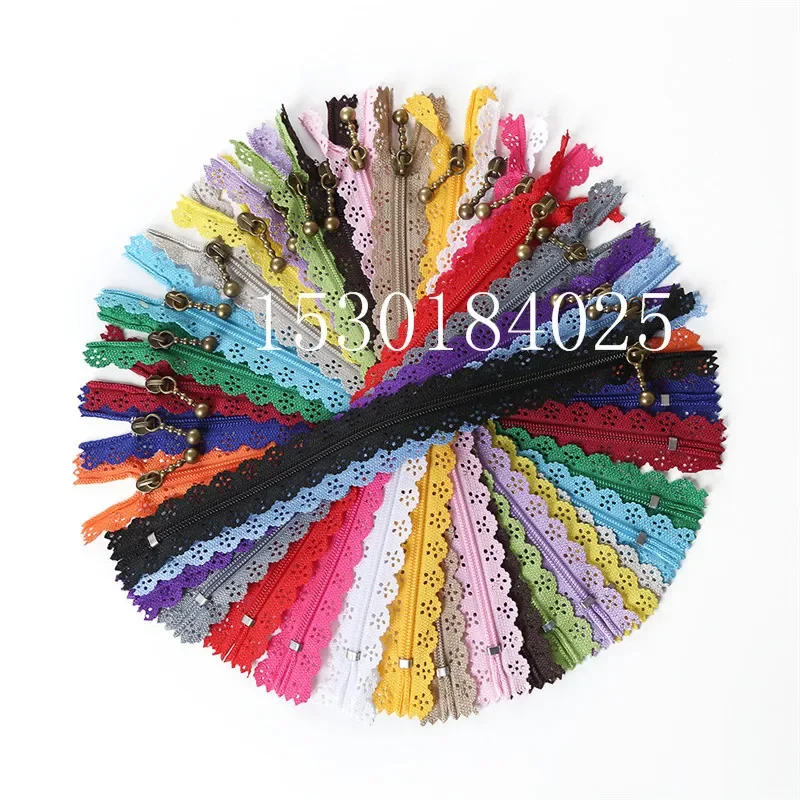 10Pcs  Novelty 8/10/12/16/20 inch 6 holes Lace Zippers 3# Nylon for Purse Bags for DIY Sewing Tailor Craft Bed Bag 20/Color