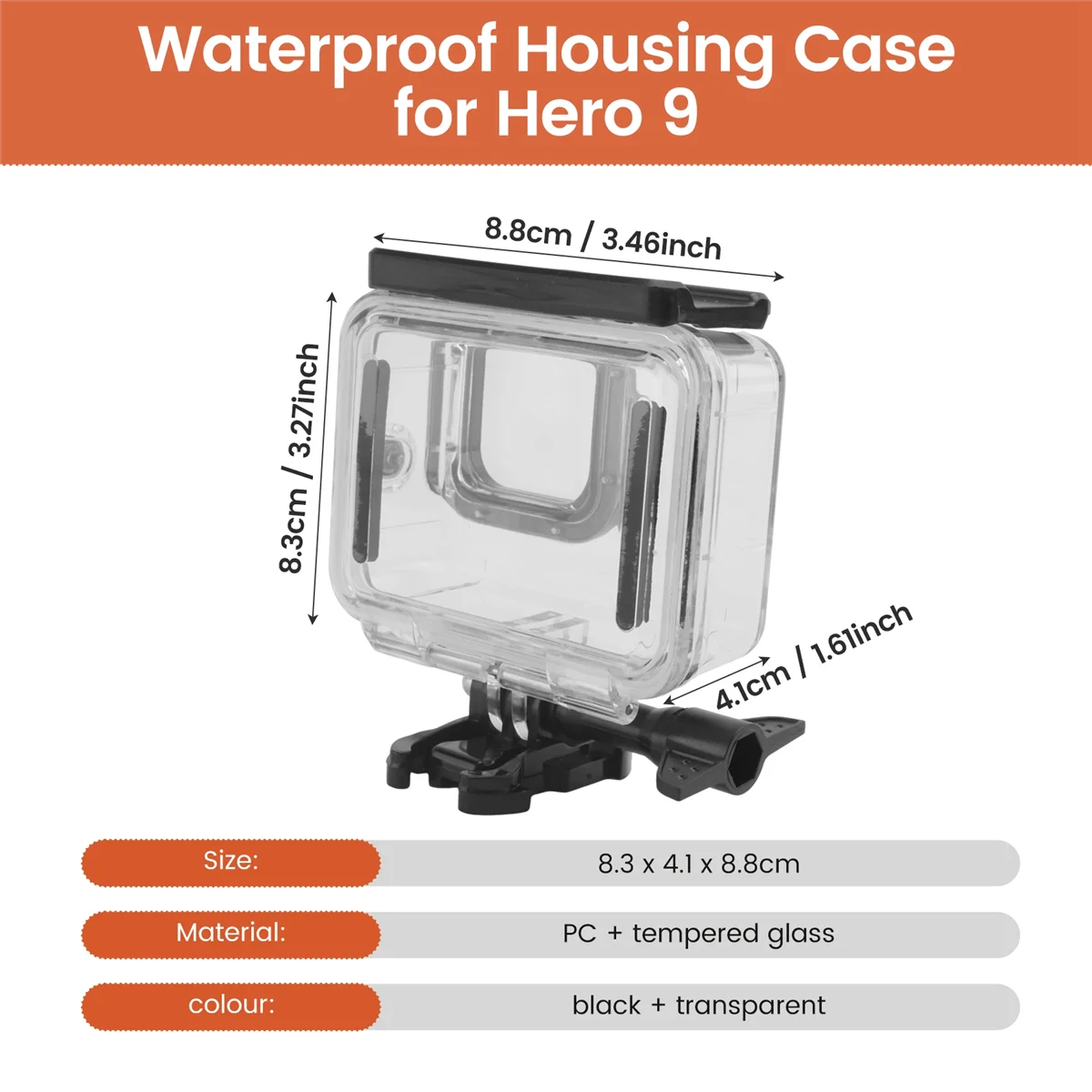 Carcasa Impermeable M05K para GoPro Hero 9 Black, Funda Protectora Sumergible para Buceo, Accesorios para GoPro9