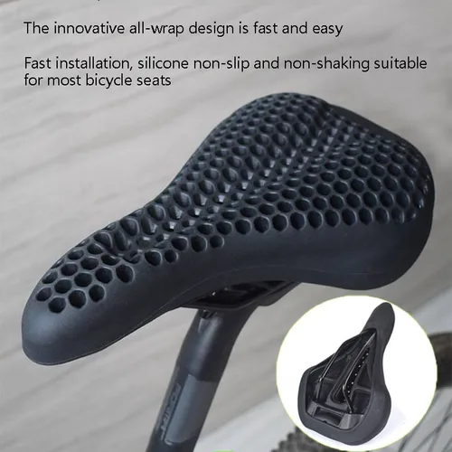 Imagen 2 del producto Funda de silicona para sillín de bicicleta, cojín de asiento transpirable de panal, funda para sillín de bicicleta de montaña impermeable hueca, pieza de ciclismo