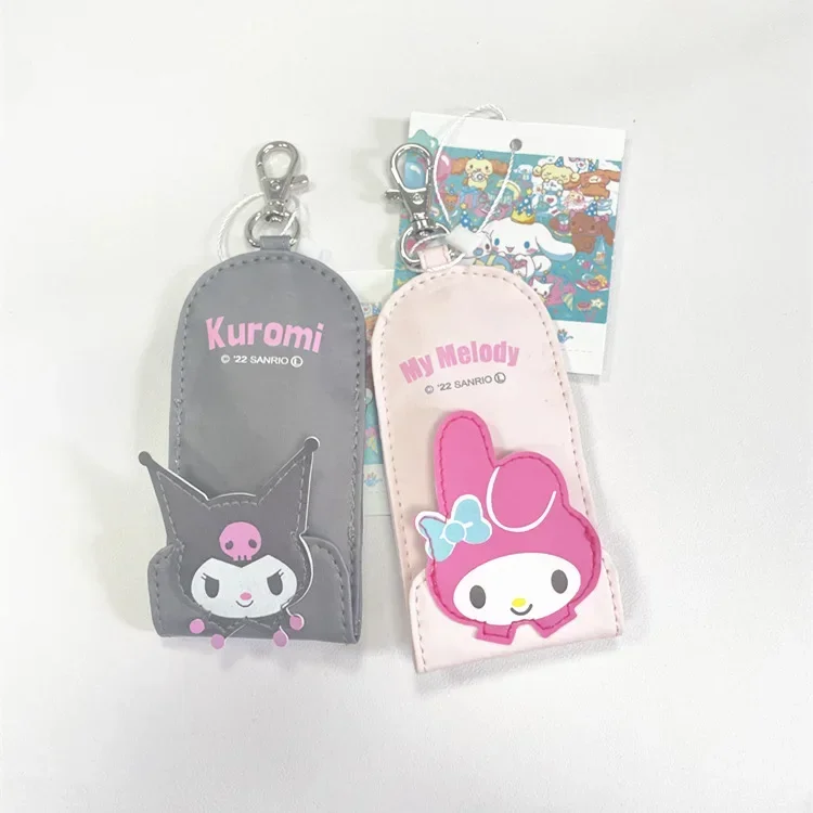 Sanrio Mymelody Kuromi Cartoon PU Key Cover Case kawaii Anti-theft retractable key storage bag Key Wallet Kids Gifts