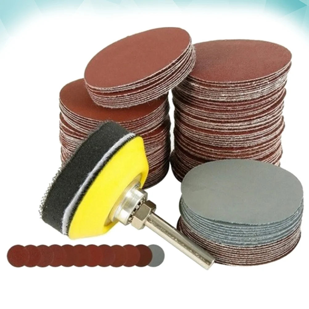 100 Pcs Round Sanding Discs Sandpaper Set Pieces Flocking Emery Papers Clean Store Yellow Simple Cleaning