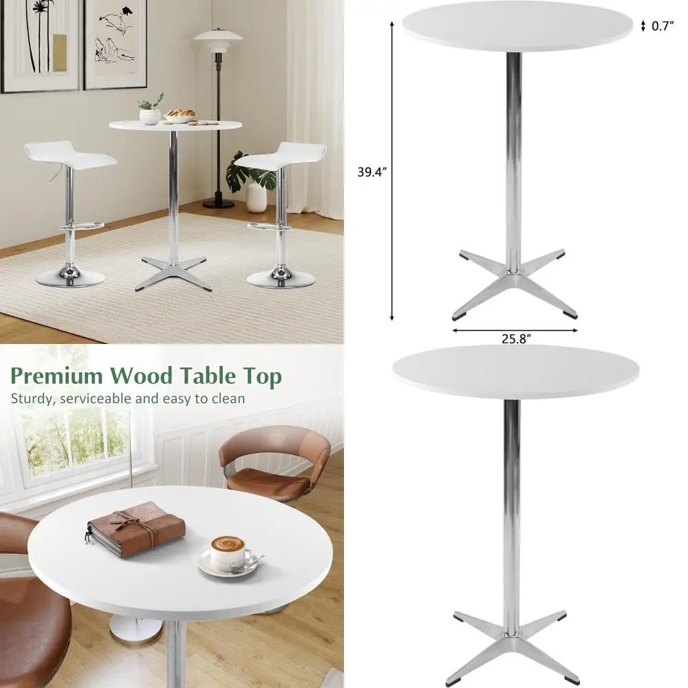 

Белый деревянный коктейльный столик с металлическим основанием, высота 39,4 дюйма, для использования в пабах и барах