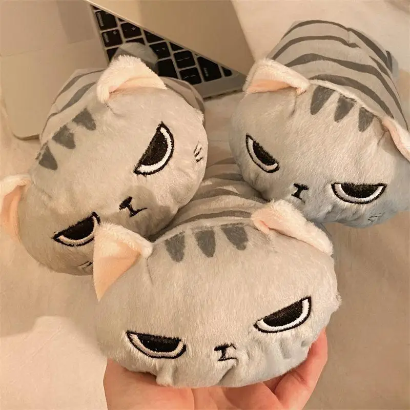 Soft Plush Cat Pencil Case Gray Kawaii Large Capacity Bag Makeup Pouch for Teen Girls School Gifts