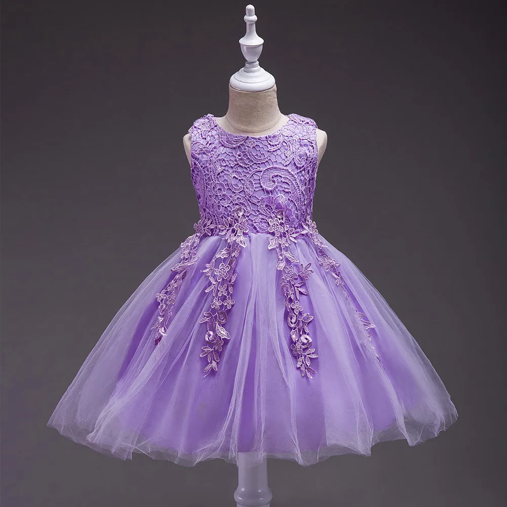Girls Dress Children's Mesh Medium Older Princess Wedding Flower Girl