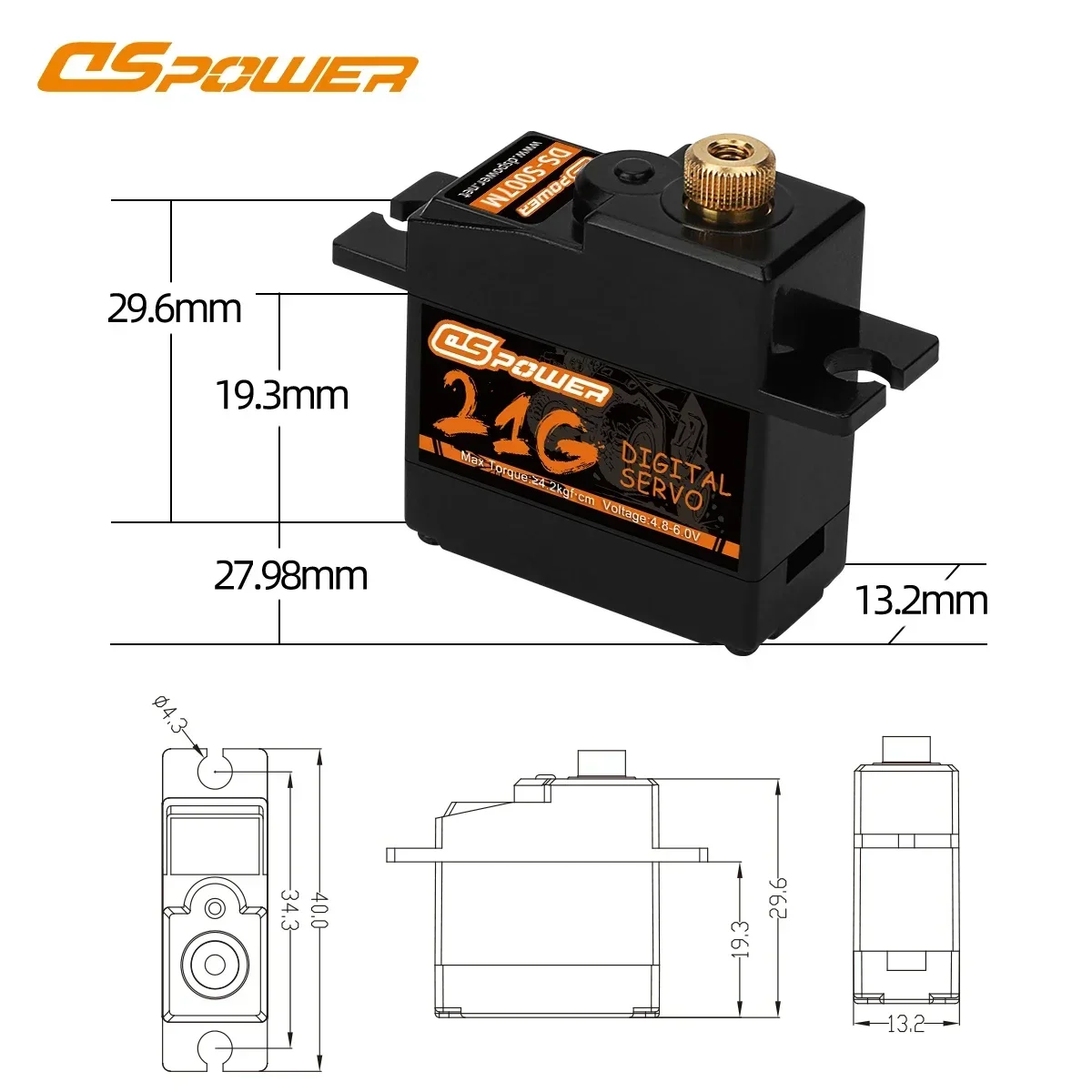 DSPOWER 17G/21G Mikro-Digital-Wasserdichtes Servo mit Kunststoff-/Metallgetriebe für 1/16 1/18 RC Mini Auto LKW Boot Roboter Modell Upgrade-Teile – Detail 8