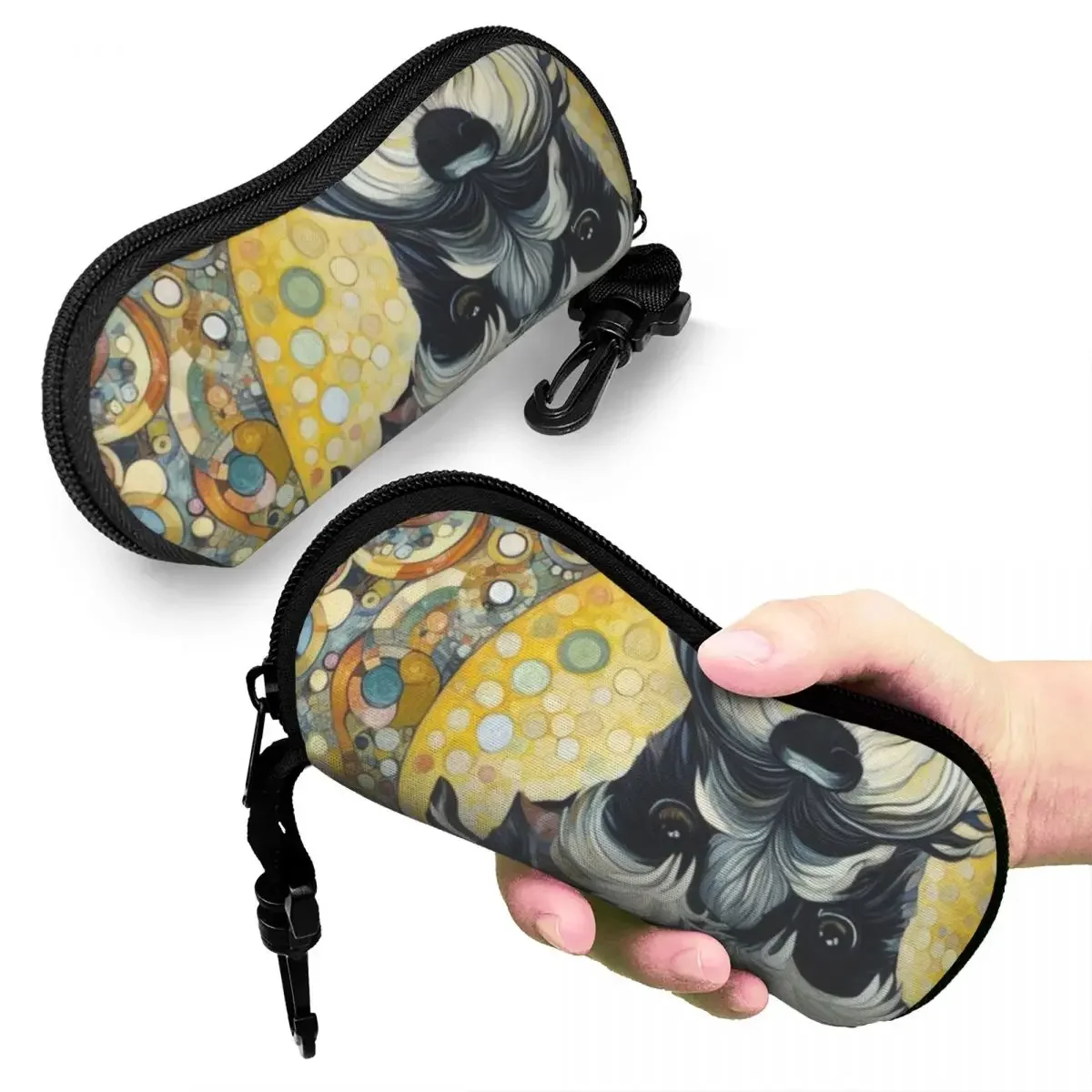

Modern Art Style Schnauzer Shell Glasses Case Portable Sunglasses Box Women Men Soft Eyeglasses Bag Pouch