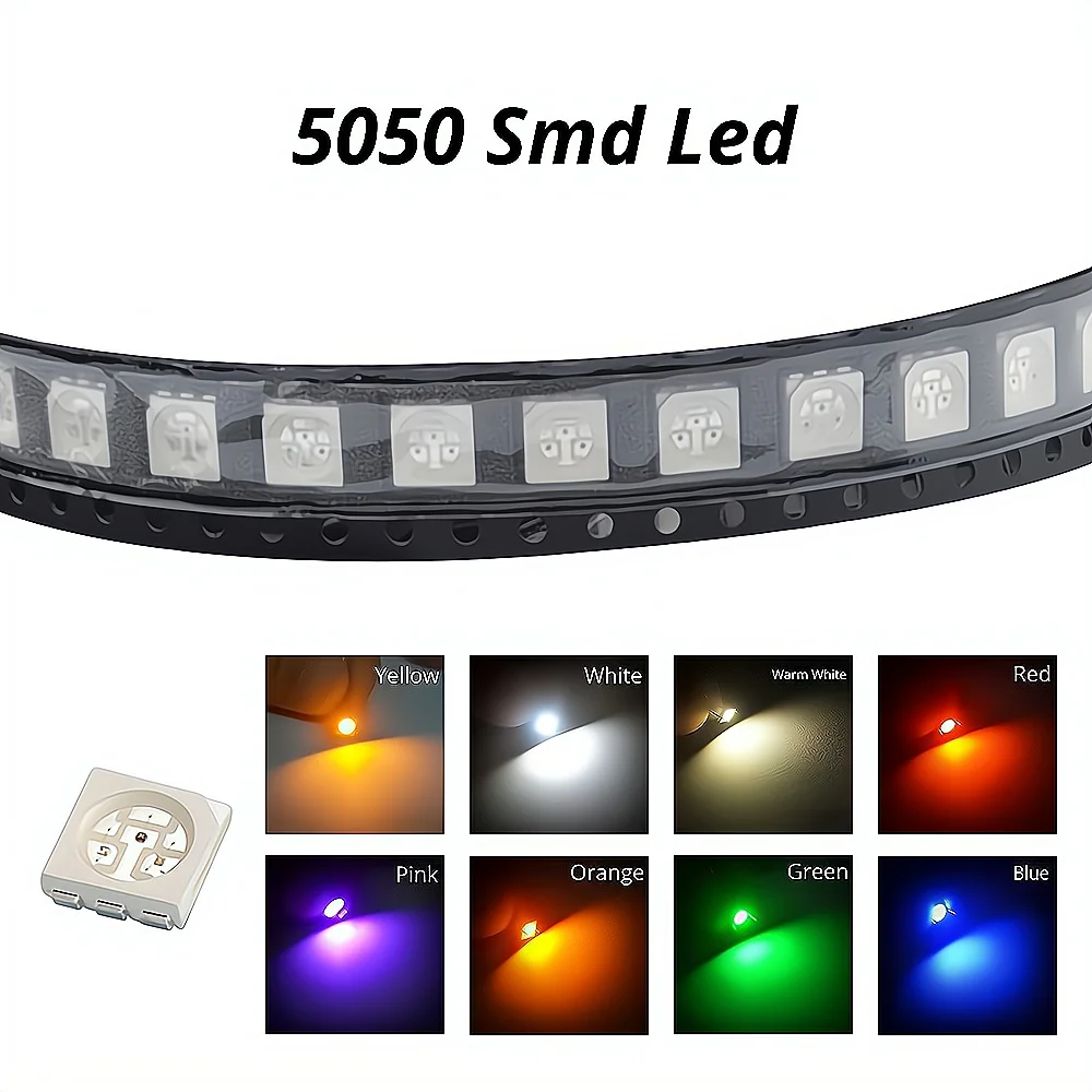Imagem -05 - Quente Smd Led Chip Light Smd Patch Lâmpada Brilhante para Diodos Emissores de Teto Faça Você Mesmo Lâmpada Alta Potência Multicolor Smd 5050 1000 Pcs Branco