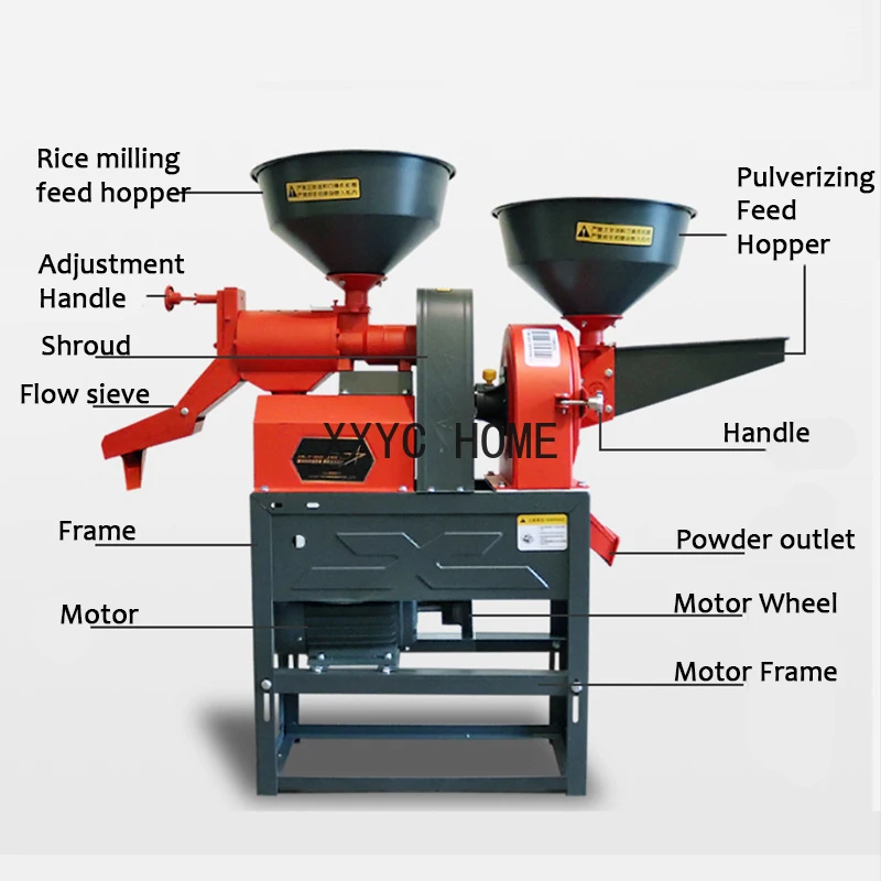 Electric Farm Combined Rice Husk Mill Grinder Machine Rice Flour Milling Crushing Machines Rice Paddy Peeling And Dehulling