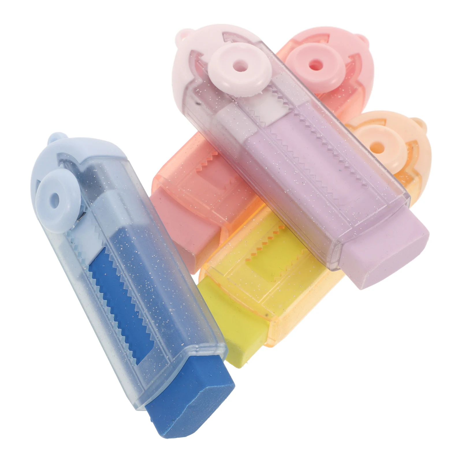

4pcs Retractable Sliding Students Stationery Multi-Function Small Erasers For School Exam Pencil Marks Traceless Portable