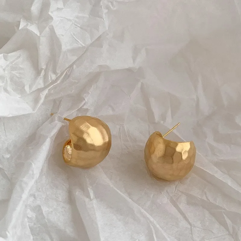 Foxanry Prevent Allergy Silver Color Stud Earrings for Women Couples New Fashion Creative Scrub Geometry Handmade Party Jewelry