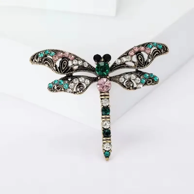Mode Kristall Vintage Libelle Brosche Große Insekt Broschen Für Frauen Pins Hochzeit Schmuck Zubehör