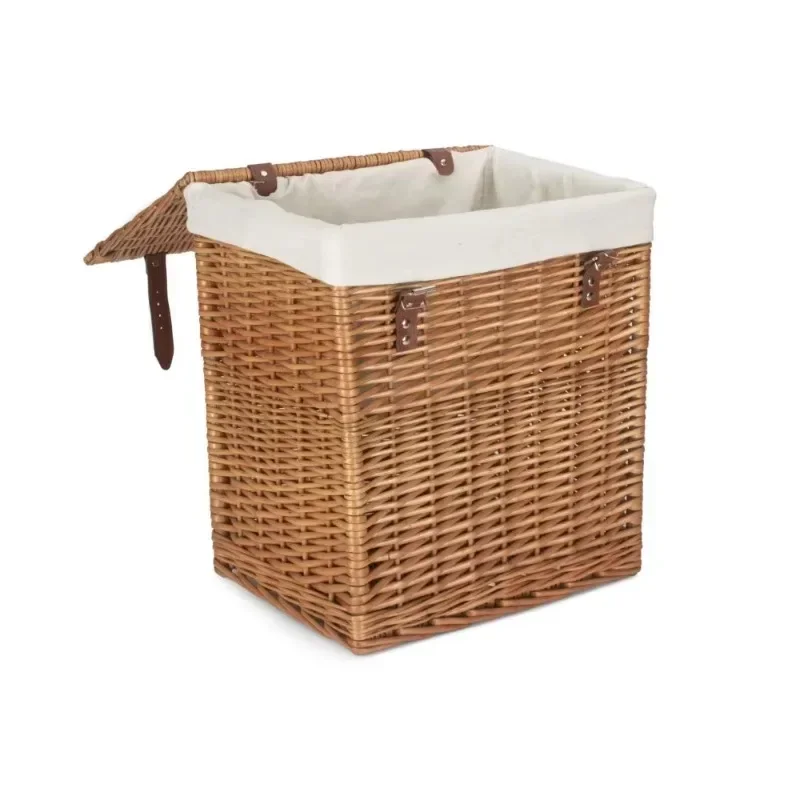 Boutique Double Steamed Rattan Laundry Basket Fabric Lining Wardrobe Outdoor Storage Kitchen Wedding Multifunctional Food Bag