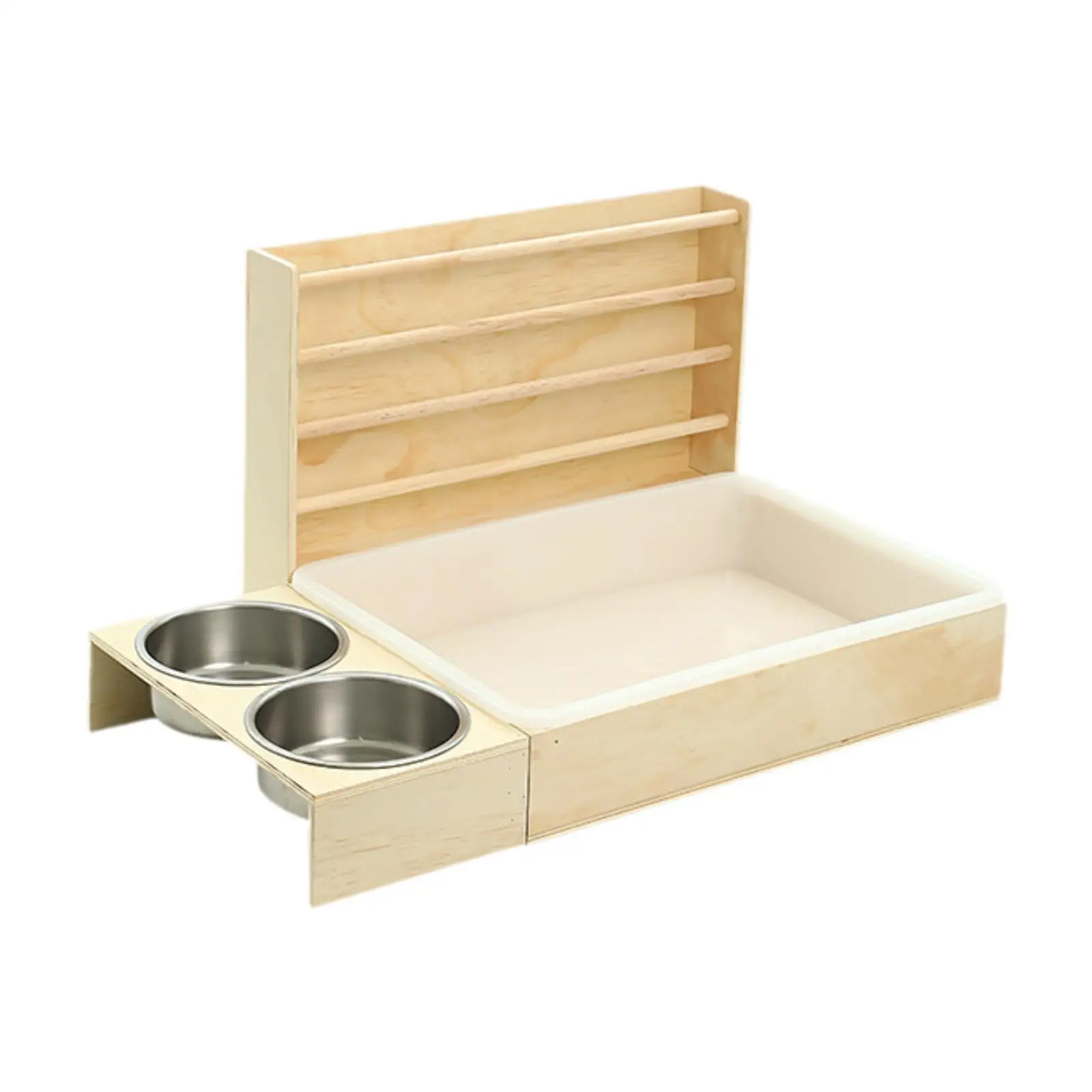 Wooden Bunny Hay Feeder with Box Playground Interactive Litter Box Guinea Pig Foraging Toy for Rabbit Hamster Chinchilla Bunny