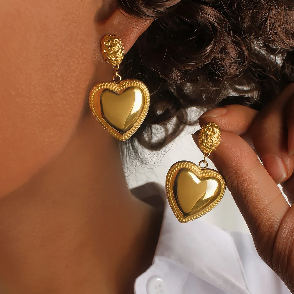 

Аксессуары для самостоятельного изготовления: простые подвески в форме сердца из нержавеющей стали с покрытием 18K, глянцевые серьги в форме сердца, модные серьги с уникальным дизайном.