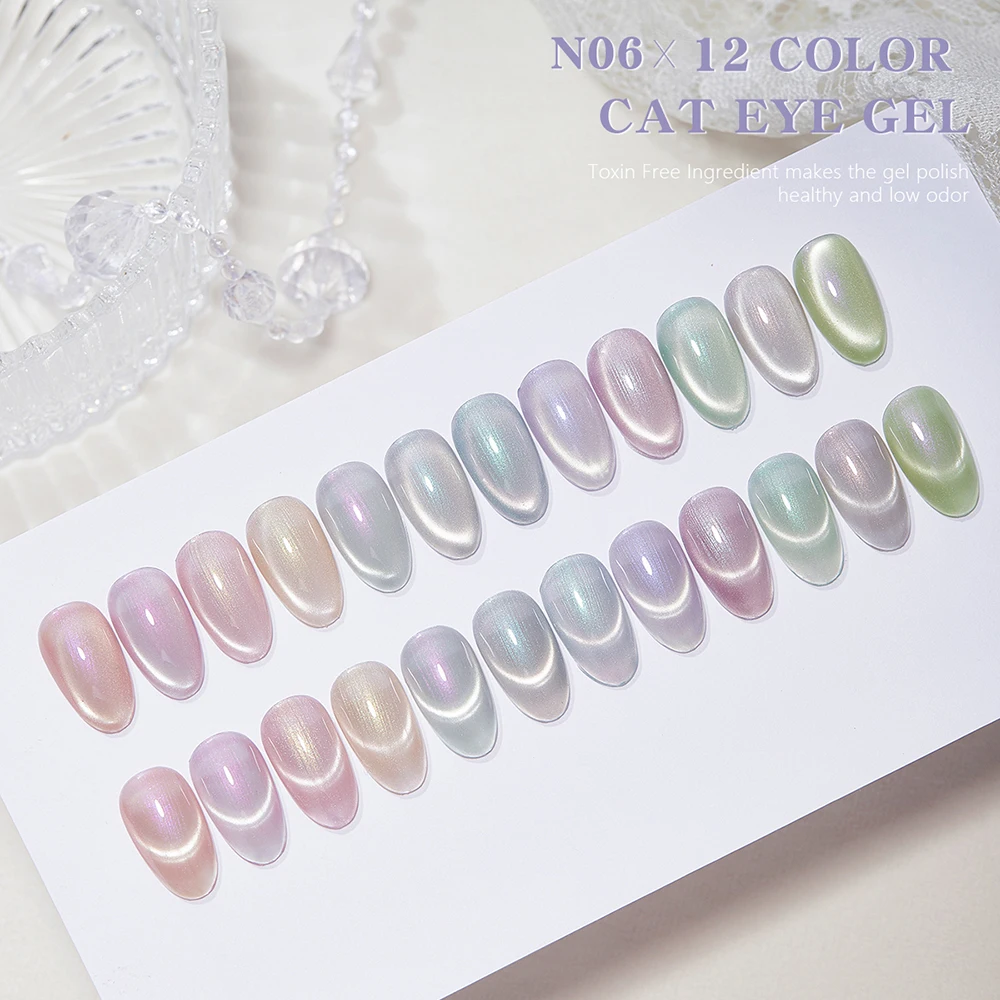 Vendeeni 12 Farben Mondlicht Kristall Katzenaugen Gel Nagellack Keramik Jade Magnetischer Katzenaugen UV Soak-Off Gel Nagellack mit Display – Detail 7