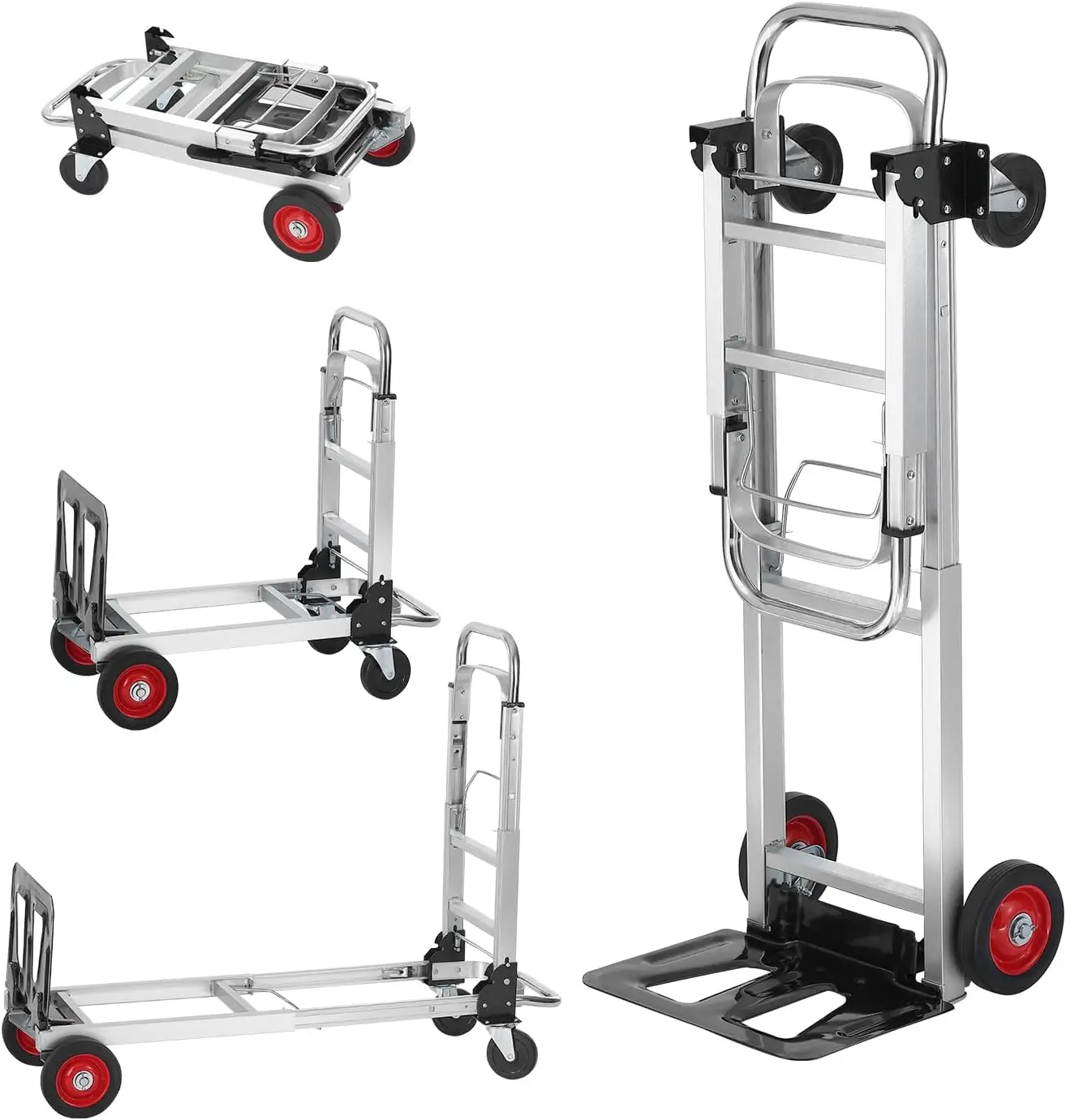 Aluminum Folding Hand Truck, 2 in 1 Design 400 lbs Capacity, Heavy Duty Industrial Collapsible cart, Dolly Cart with Rubber Whee
