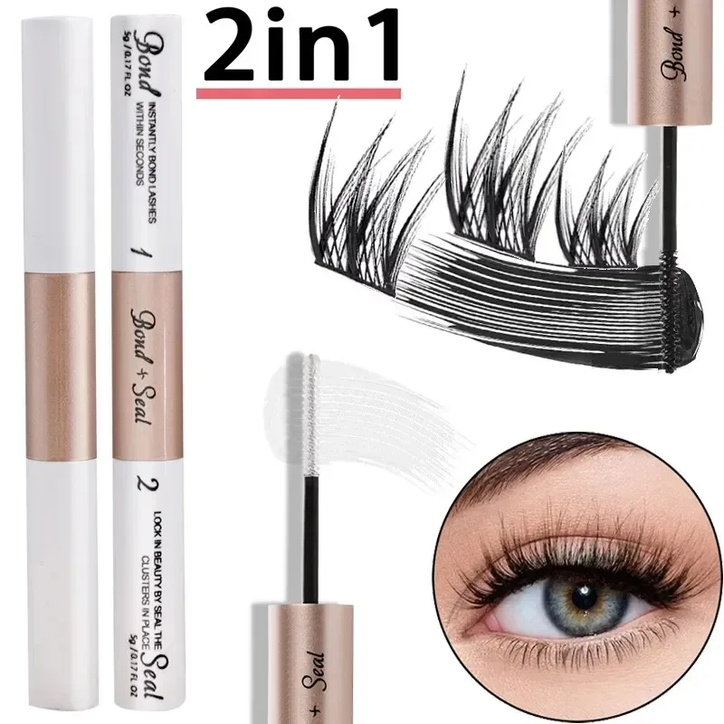 Waterproof Eyelash Glue Balm Double-headed Black Mascara Glue lasting Set Eyelash Brush Fast Drying Eye Lash Extension Makeup