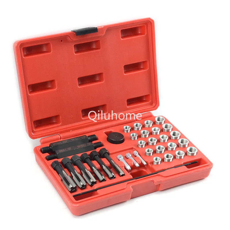 33-piece heater plug thread repair tool, automotive transmission fluid bottom cover and other thread repair unit tools