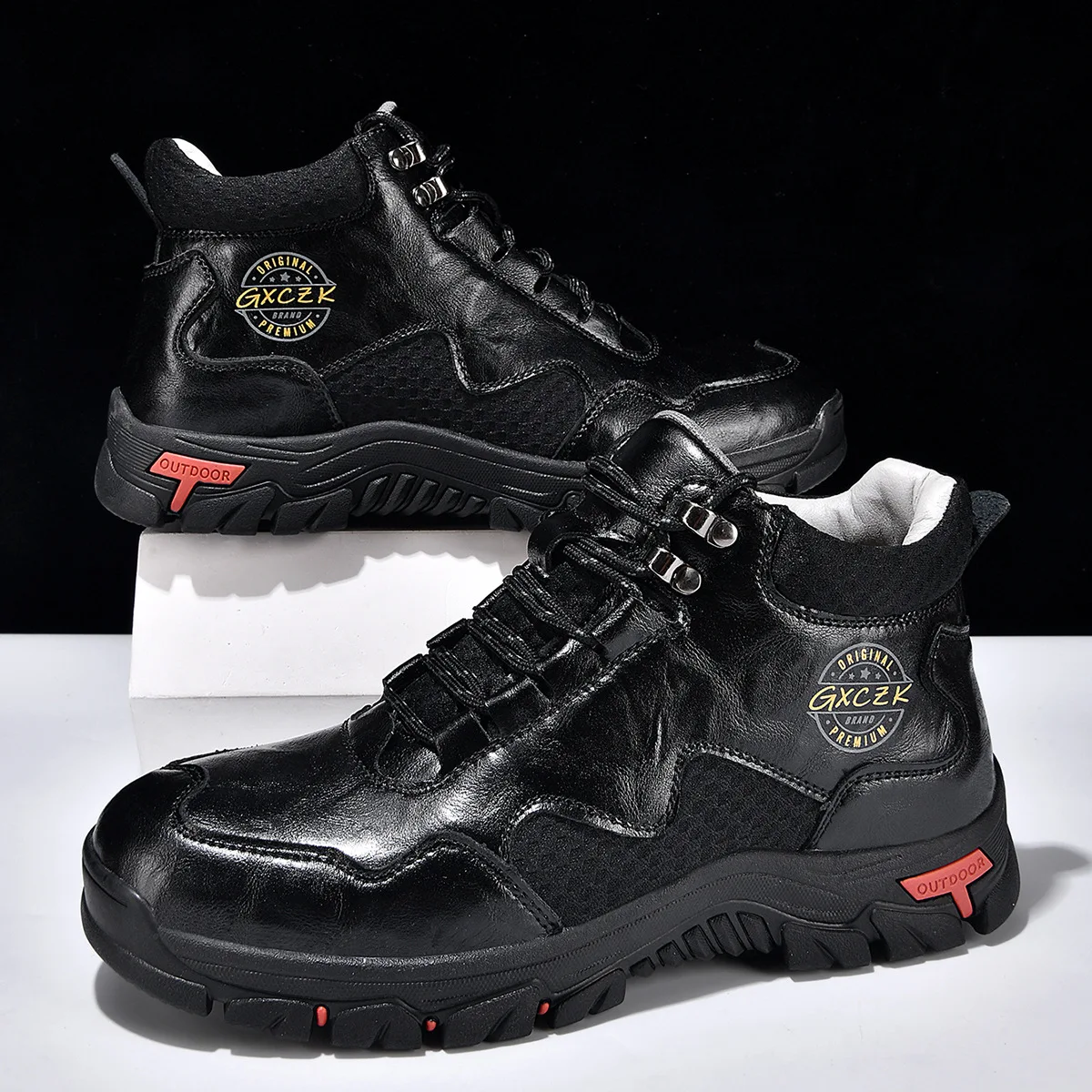

Men's Ankle Boots Outdoor Designer High Top Casual Waterproof Black Sneaker New Lace Up Men Boots Big Size Botas Zapatos