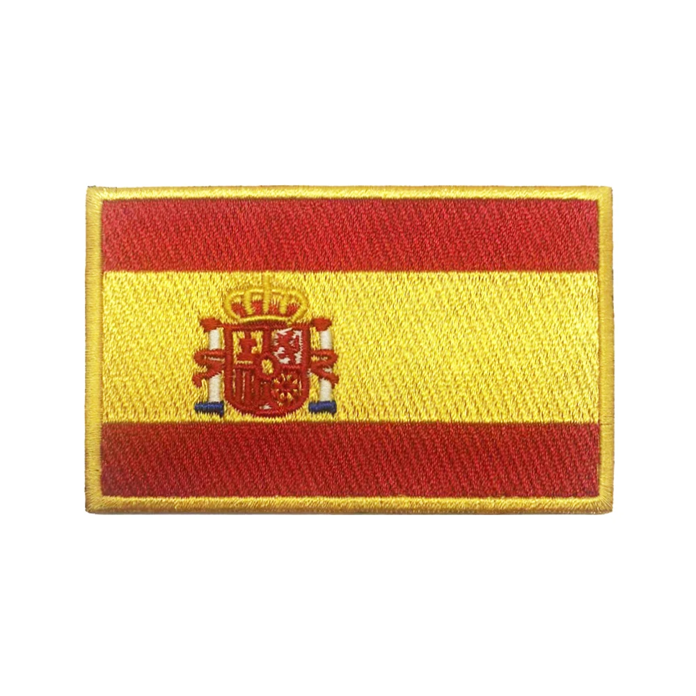 1PC Spanish Flag Spain Armband Embroidered Patch Hook & Loop Or Iron On Embroidery  Badge Cloth Military Moral Stripe