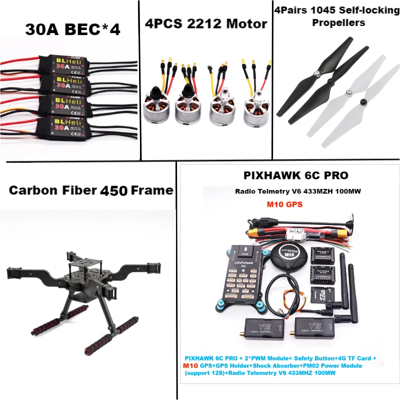 

RctoSky PIXHAWK 6C PRO M10 Open source new smart drone FLY 450 PRO MMpix quadrotor upturned rack