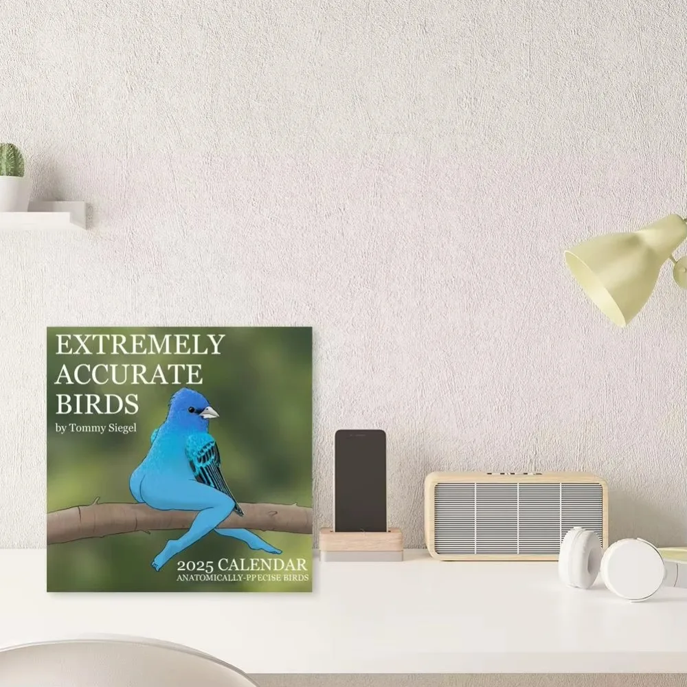 Calendario 2025 di uccelli estremamente accurati, facile installazione, calendario da parete in carta, regalo, programma multifunzionale per la decorazione della casa